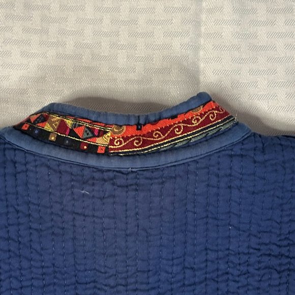 Upcycled Vintage Hippie/Boho Asian Inspired Reversible Quilted Vest Cotton M - Picture 7 of 9